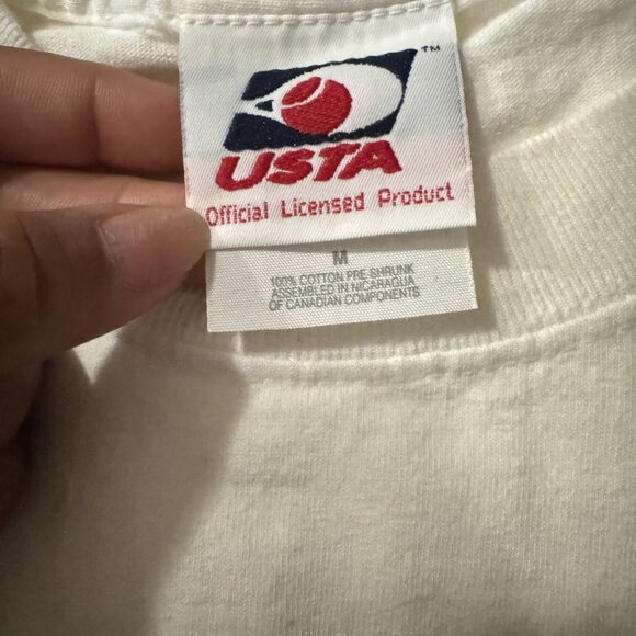 Vintage USTA Gildan US Open Men's XL White 90s Single Stitch T-Shirt Size M - Picture 6 of 7